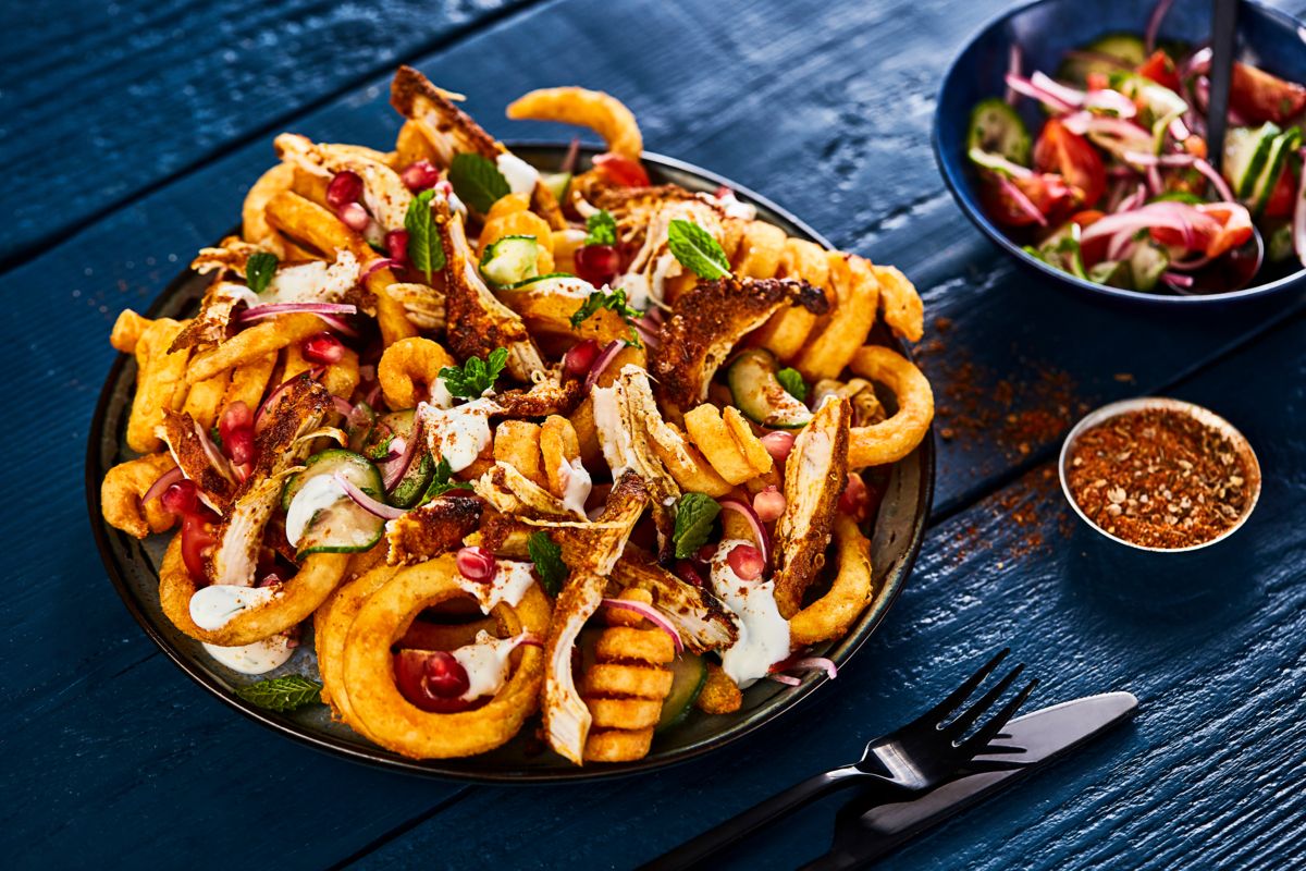 Κοτόπουλο shawarma με Twister Fries