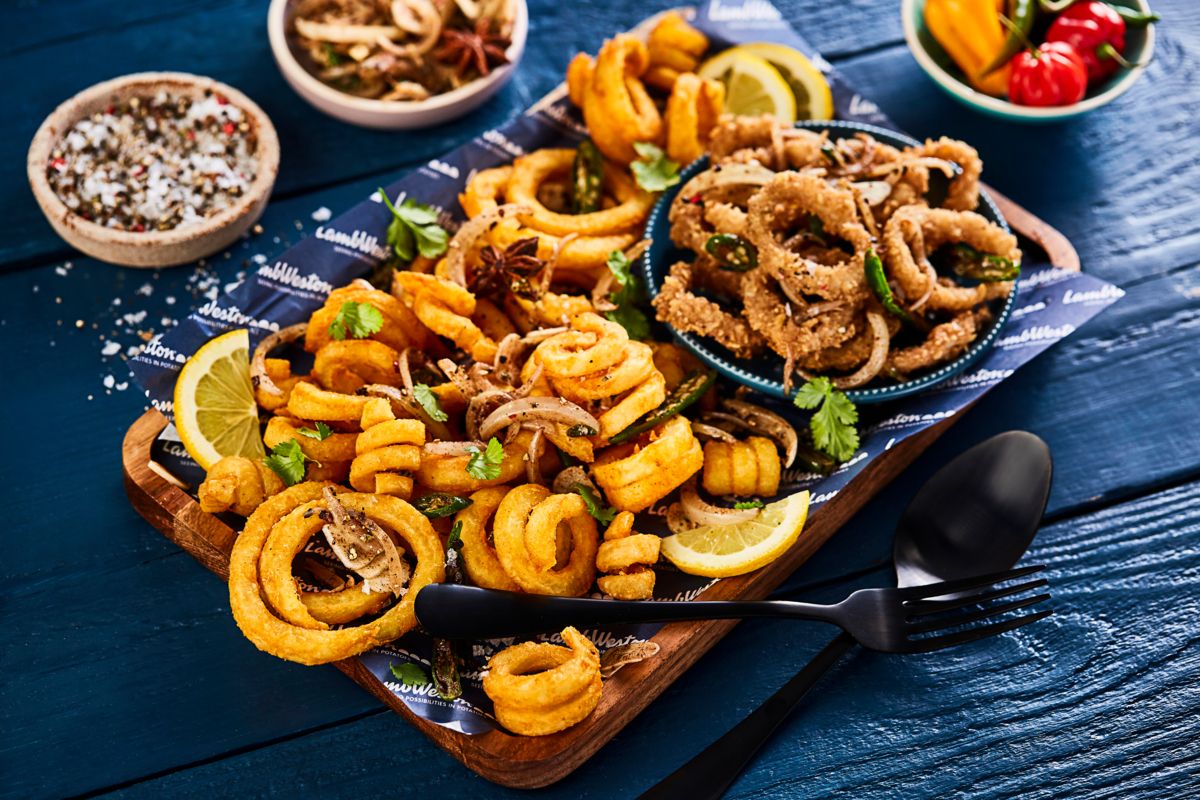 twister pommes mit salz- und pfeffer Tintenfisch